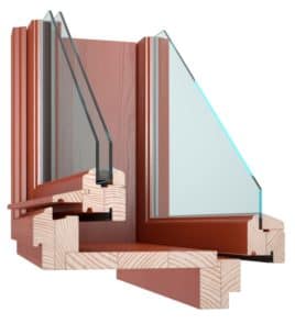 VEKRA Antik - řez dřevěným okenním profilem  - špaletové okno