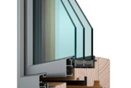 VEKRA dřevohliníkové okno IV96 - řez profilem opláštění classic